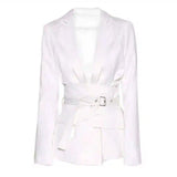 White Belted Blazer – Chic and Modern-White-2