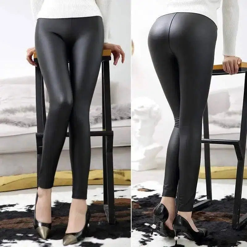 High Waist Leather Leggings-1