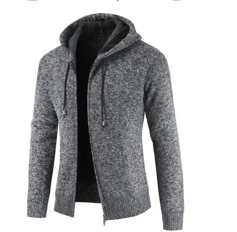 Hooded Solid Color Plus Size Fashionable Sweater Coat-dark gray-4