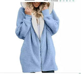 Fleece Hooded Zip-Up Jacket-Light blue-6