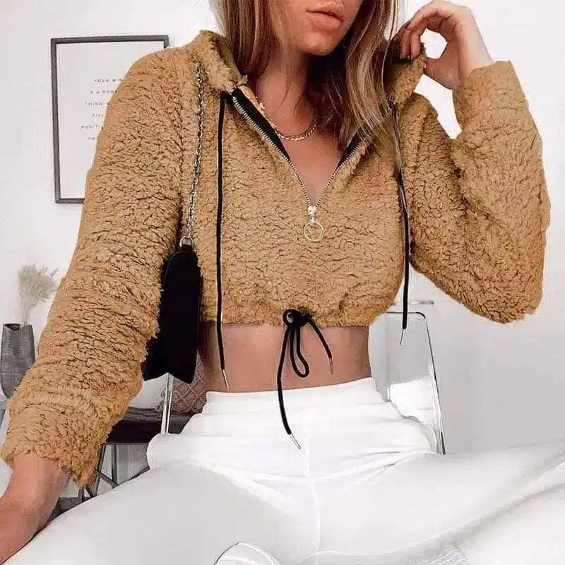 LOVEMI - Lovemi - Hoodie Lambswool Teddy Faux Fur Sweatshirt Long