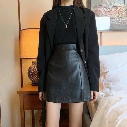 HOT Fashion Women Shiny Leather Skirts Female Solid Bodycon-Brown-18