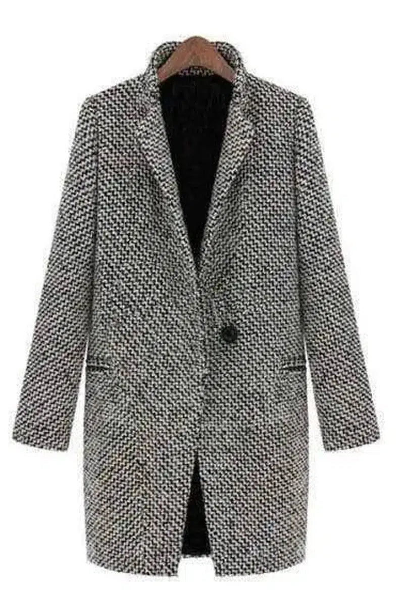 LOVEMI - Lovemi - Houndstooth coat trench coat in the long section