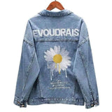 Korean Style Loose Daisy Student All-Match Jacket-Light Blue-2