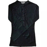 Women's Long Sleeve Sheer Lace Trim Top-Black-2