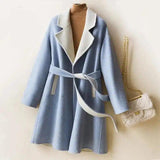 Chic Colorblock Coat for Stylish Looks-Sky Blue-3