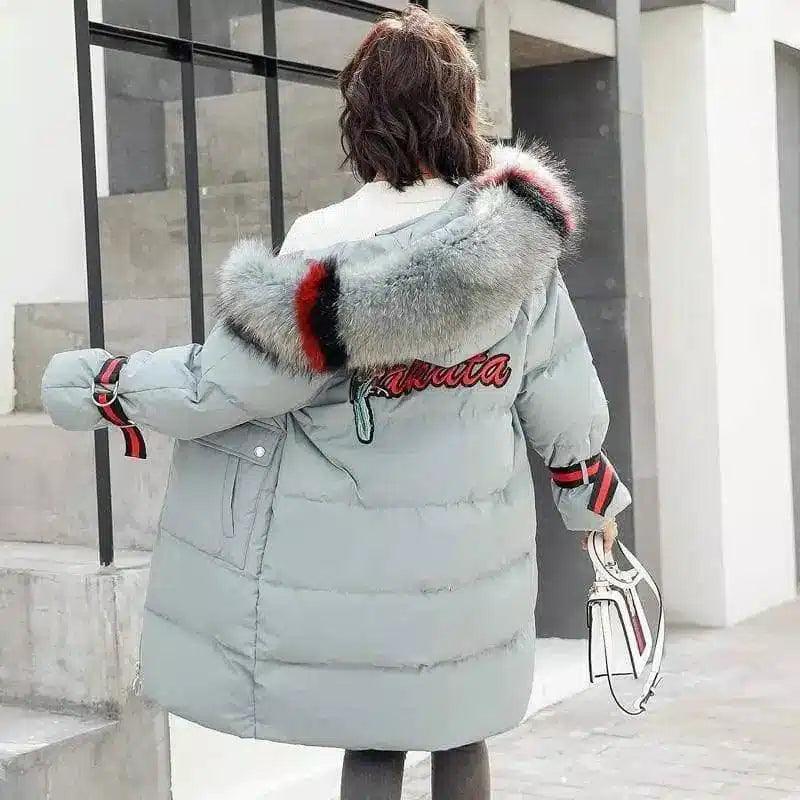 LOVEMI - Lovemi - Large fur collar mid-length down jacket