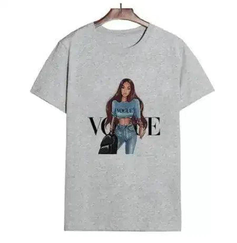 Fashion Graphic Tee for Women-A gray-10