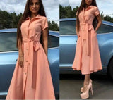 Long Shirt Dress-Pink-4