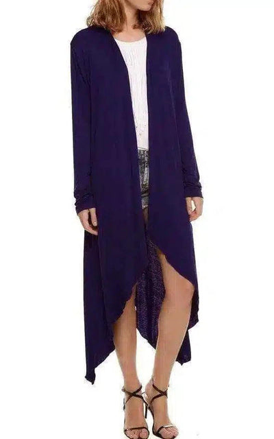 Women's Long Sleeve Asymmetric Cardigan-Purple-6