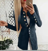 Women's Asymmetrical Buttoned Cardigan-Blue-2