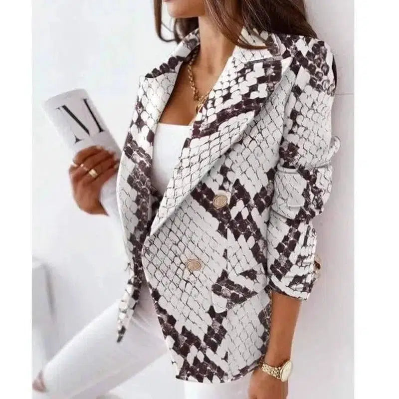 LOVEMI - Lovemi - Long-Sleeved Double-Breasted Fashion Print Suit