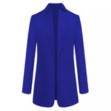 Chic Plus Sized Longline Blazer for All Seasons-Blue-9