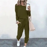 LOVEMI - Lovemi - Loose Solid Color Long Sleeve Casual Set