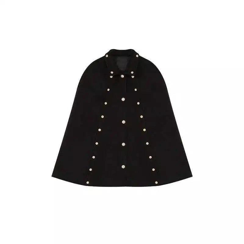 Stylish Black Wool Cloak for Every Occasion-Black-2