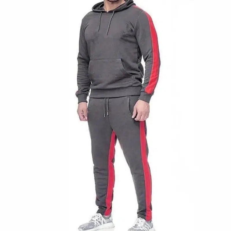 Men's hoodie suit patch strips-Grey-4