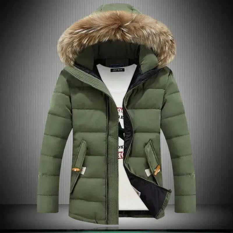 Hooded Insulated Winter Jacket for Men-Green-4