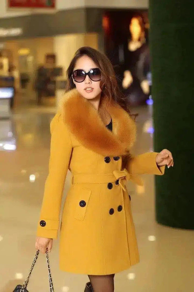 LOVEMI - Lovemi - Mid-length Winter Coat With Woolen Collar And