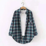 Plaid Cotton Casual Shirt with Pocket-Green-4