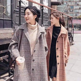 LOVEMI - Lovemi - Plaid woolen coat female long section Korean