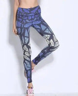 Print Quick Dry Sporting Leggings Women Fashion Casual-Blue-1