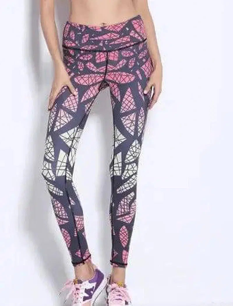 Print Quick Dry Sporting Leggings Women Fashion Casual-Red-3