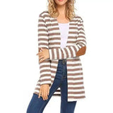 Pure - Long Sleeve Striped Cardigan-Camel-2