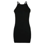 Ribbed small suspender dress-Black-26