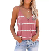 Women's Sleeveless V-Neck Striped Tank Top-Pink-3