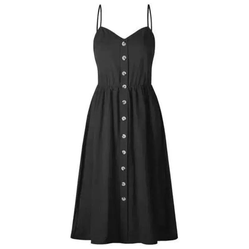 Suspender Button Pocket Halter Dress-9