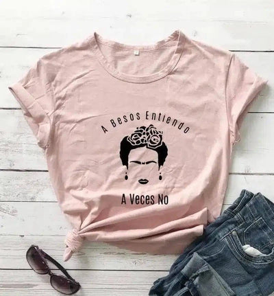 Graphic Tee with Inspirational Quote and Iconic Hairdo-peach-12