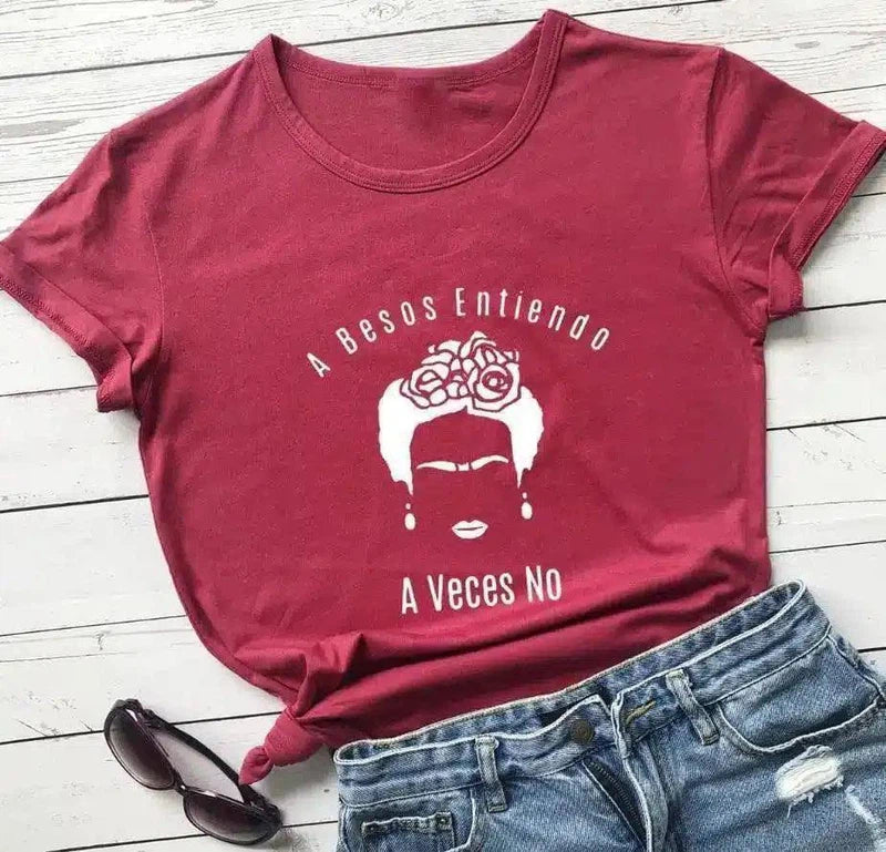 Graphic Tee with Inspirational Quote and Iconic Hairdo-Wine Red-8