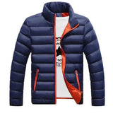 Slim-Fit Warm Down Jacket With Stand-Up Collar-navy blue-2