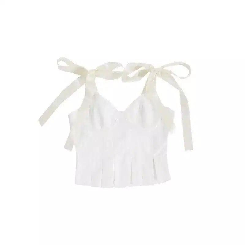 Women's Tie-Shoulder Peplum Top-White-2