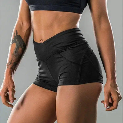 Sports shorts female tight hip v-shaped peach hip high-Black-15