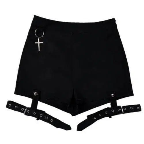 Summer Punk Rock Women's Shorts Cross Ring Hanging-2