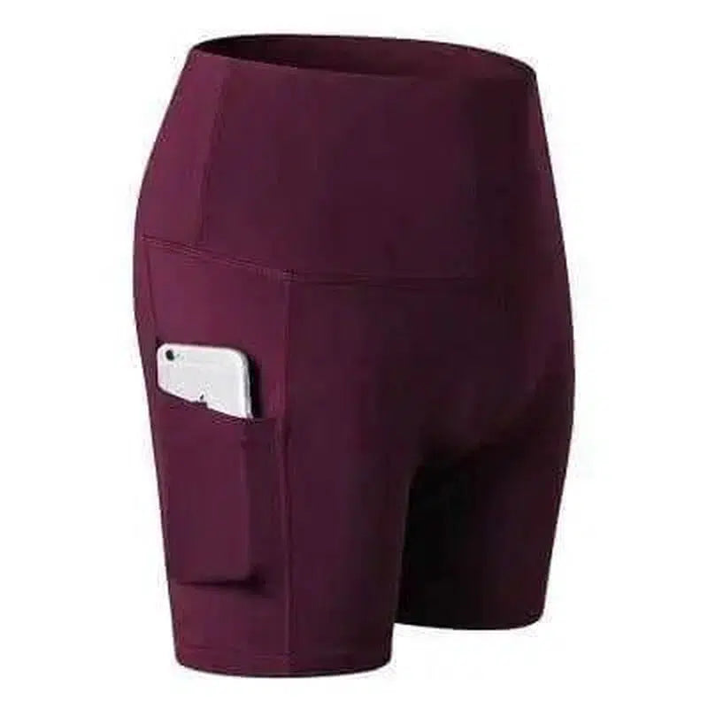 Three-point yoga shorts-Red-4