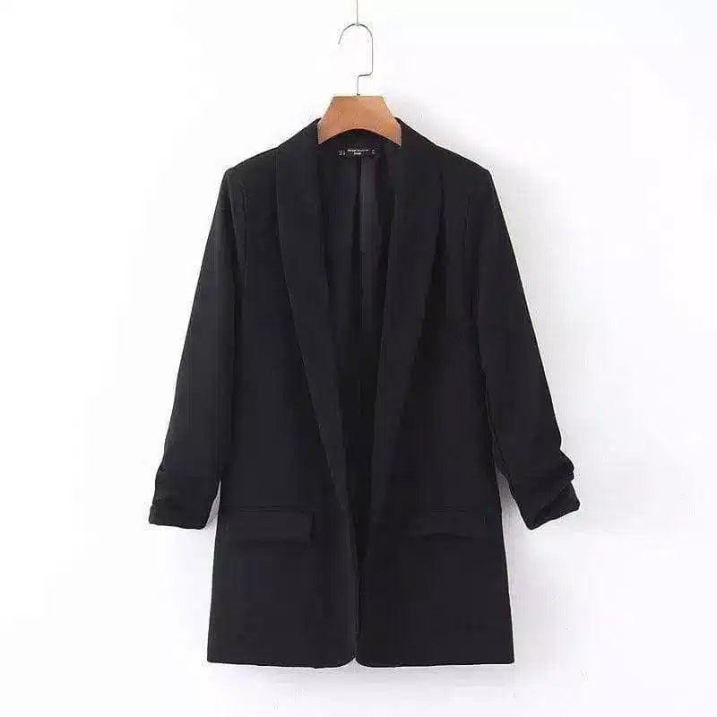 Women's Casual Blazer with Pockets-Black-2