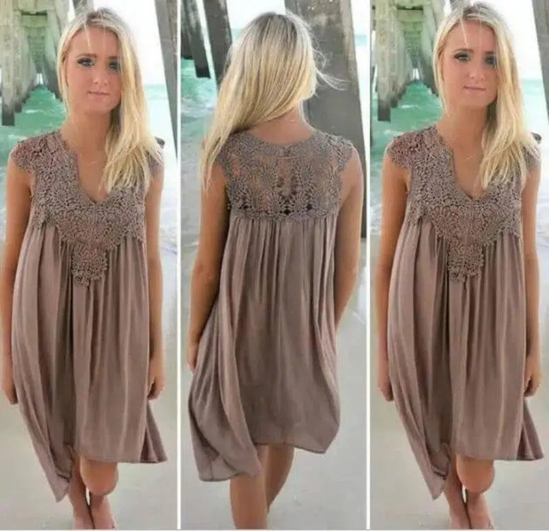 Upgrade Your Look with Our Chiffon Sleeve Dress -Brown-55