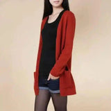 Women's Long Sleeve Buttoned Cardigan Sweater-Rust red-3