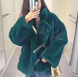 Winter Korean Female Fur Coat Short Soft Imitation Rabbit-Malachite green-3