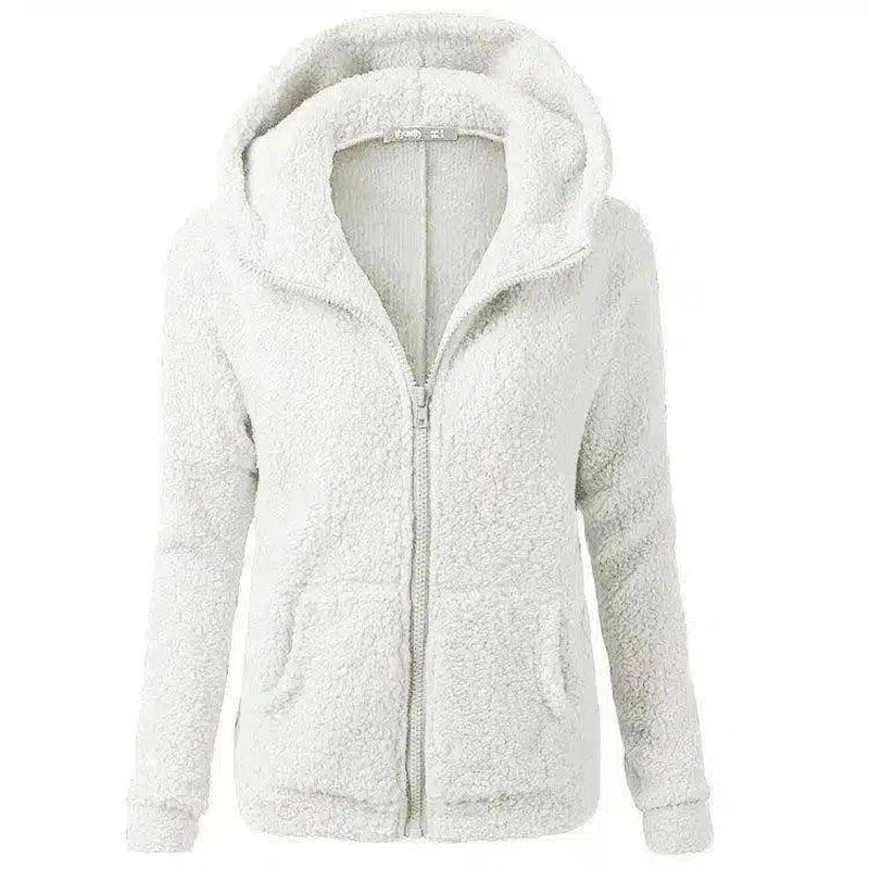 Women's Fashion Jacket Hooded Sweater Sweater-White-3