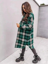 LOVEMI - Lovemi - Women's Long-sleeved Plaid Print Mid-length Shirt