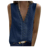 LOVEMI - Lovemi - Women's Sleeveless Lace Stitching Chiffon Vest Top