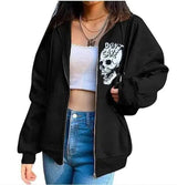 LOVEMI - Lovemi - Women's Streetwear Hooded Jacket Skeleton Print