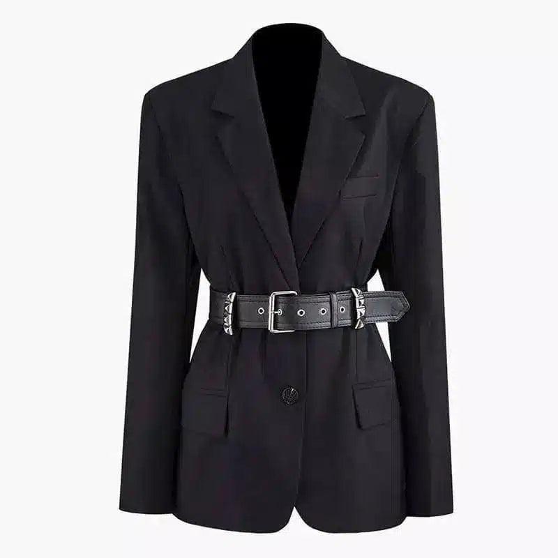 LOVEMI - Lovemi - Women's Studded Waist Button Long Sleeve Suit