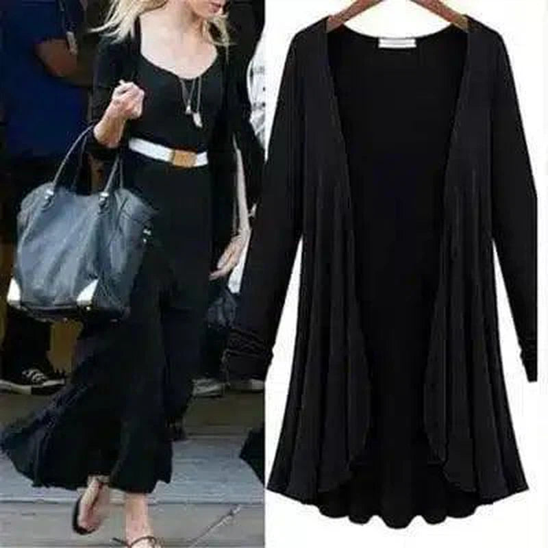 Womens Pleated Long Sleeve Tunic Top-black-4