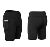 Women's Yoga Shorts Side Pockets Fitness Running Elastic-Black-14