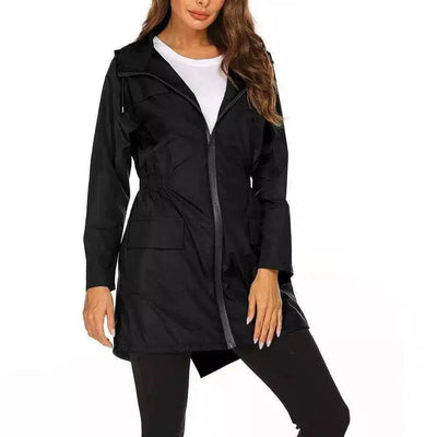 Women's Yoga Wear Hooded Jacket-Black-5