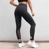 Yoga pants, women's striped stitching trousers, sports-1